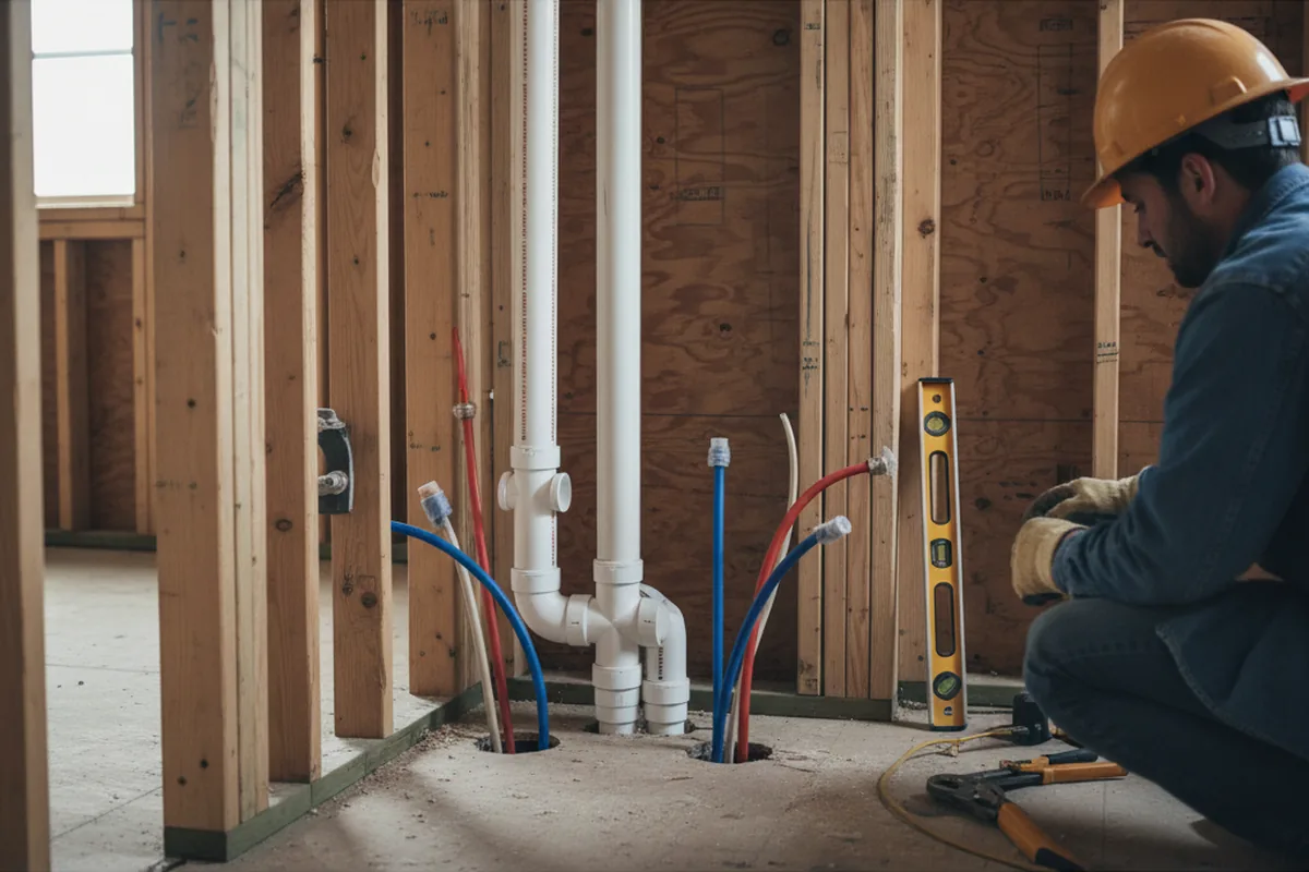 Drain and supply rough-in during Toilet Repair and Installation in Sabula