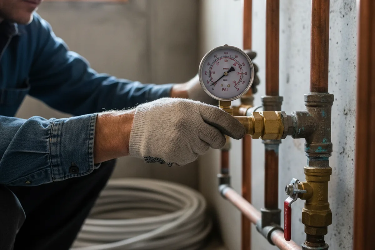 Pressure testing a repaired line during Water Line Repair in Sabula